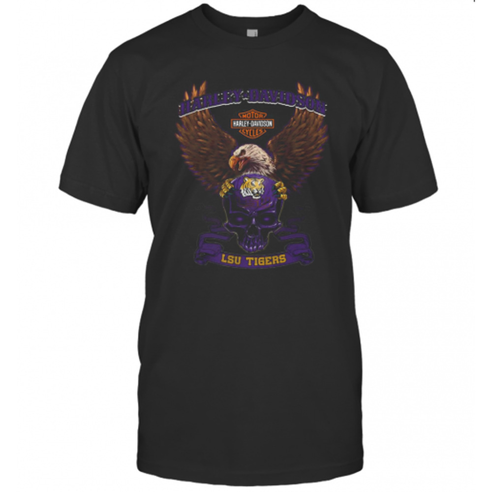 Harley Davidson Skull Lsu Tigers T-Shirt